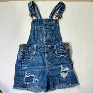 Cat & Jack Denim Shortalls Distressed Size Girl's XS (4/5)